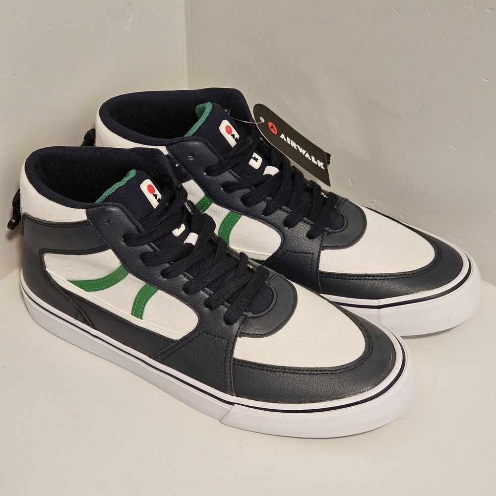 Airwalk Men's Grind Lace Up Sneakers White Blue Green Size 11‎ NWT Skate Shoes